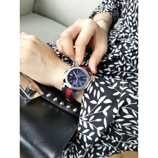 gucci-nylon-watch-gg2570-หน้าปัดน้ำเงิน-ขนาด-41mm-สายไนลอน-ยอดฮิต-รับประกันของแท้-100-ไม่แท้ยินดีคืนเงินเต็มจำนวน