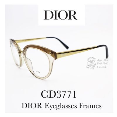 แว่น DIOR กรอบแว่น Christian Dior * ของแท้ 100% รุ่น CD3771 FOM น้ำตาล Gold Glasses - DIOR Eyeglasses Frames CAT EYE :: รับประกันศูนย์ 1ปี