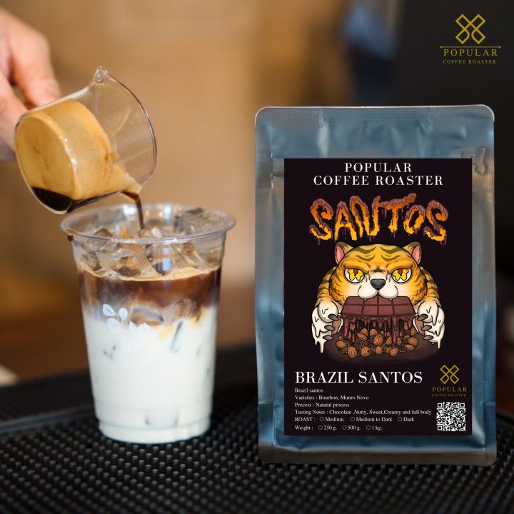 เมล็ดกาแฟคั่ว-brazil-santos-คั่วเข้ม