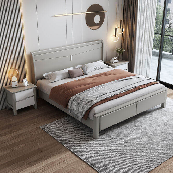 Aiyiris Scandinavian Solid Wood Bed White Accessible Luxury Master