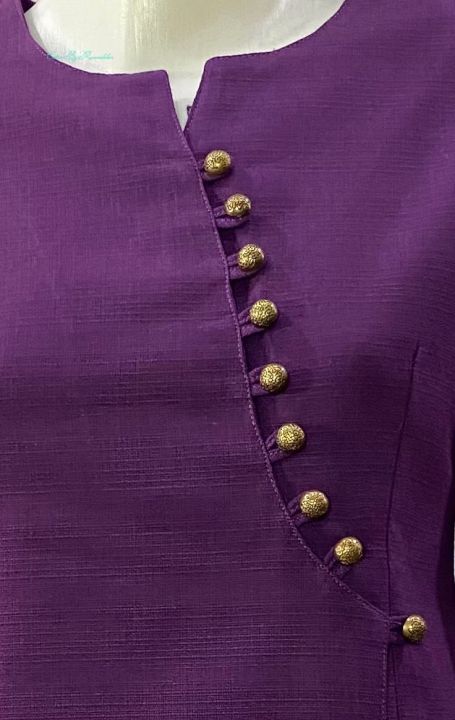 ผ้าฝ้ายซินมัยเสื้อมุดดา-สีม่วงเปลือกมังคุค