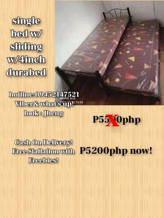 cash on delivery single bed with pull out with dura foam Lazada PH