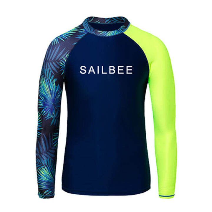 SAILBEE Men's UV Protect Surfing Rash Guard Long Sleeve Swimsuit