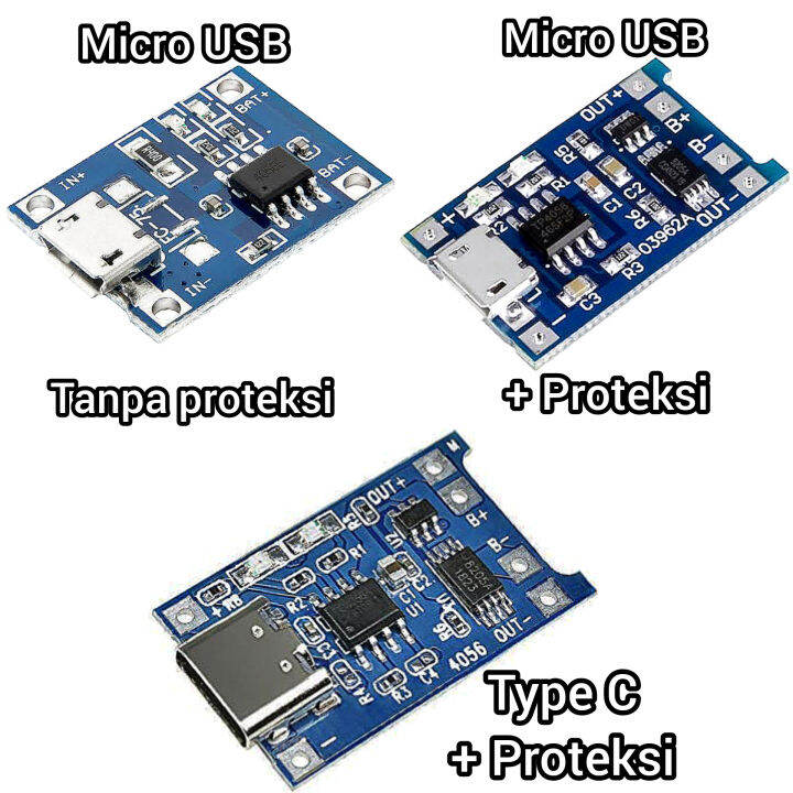 Modul Charger TP4056 + Protection Micro USB / Type C Lazada Indonesia