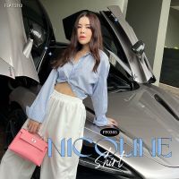 FLAT2112 FF0305 : NICOLINE SHIRT เสื้อเชิ้ต เสื้อแขนยาว เสื้อลายทาง คอปก