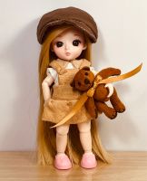 ตุ๊กตา BJD 1/8 พร้อมวิคผมสี Light brown และชุดเดรสสั้น ตุ๊กตาตัวเล็ก ตุ๊กตาบาร์บี้เด็ก ตุ๊กตาข้อต่อ Dolls in the big bears house