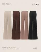 Aliotte - Viola Trousers กาเกงผ้ายืด Knit ทอลายขาบานเอวยืด