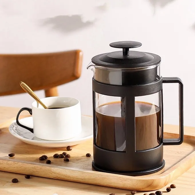 DUJUST Silver French Press Coffee Maker, Luxury Design French Coffee Press  with 4-Level Filter System, High-Grade Glass for Hot & Cold Resistance