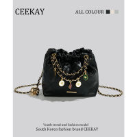 Ceekay ของแท้กระเป๋าทรงขนมจีบมีโซ่จี้กระเป๋าใบเล็กออกแบบพิเศษสำหรับผู้หญิงกระเป๋าสะพายข้างแบบใหม่ปี2023