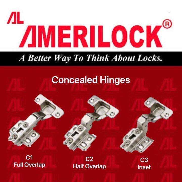 Amerilock 1 pair Concealed Hinges Full Overlap Half Overlap Inset C1 C2