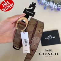 เข็มขัดผู้หญิง Coach Signature Buckle Belt
Signature coated canvas and refined calf leather
25mm