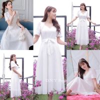 ?พร้อมส่ง M XL?ป้าย DNY?เดรสยาว เดรสฉลุ ผ้าเนื้อดีมาก ลายใหม่ สวยเรียบหรู