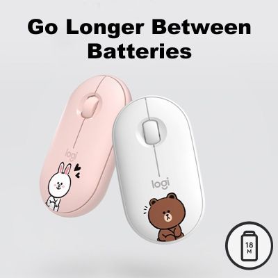 เม้าส์หมีบราวน์ เมาส์โคนี่ เม้าส์ลายการ์ตูน เมาส์Linefriend เม้าส์Logitech รุ่นM350 เม้าบลูทูธไร้สาย เม้าส์เก็บเสียง