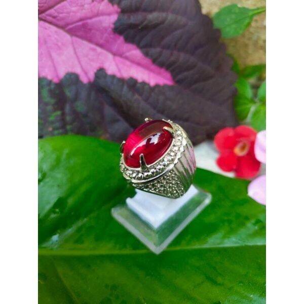 Cincin Batu Merah Delima Asli 