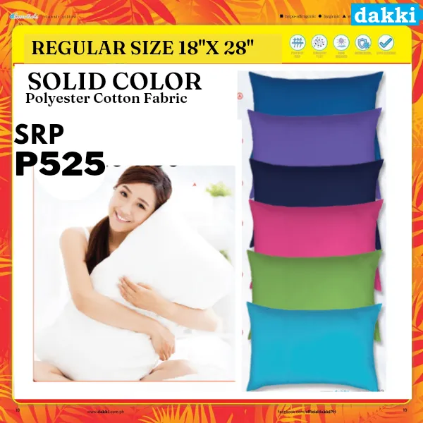 DAKKI REGULAR Pillow ( Queen Size) Solid color 18x28(Srp 525 each
