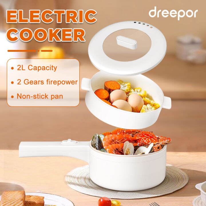 Dreepor 2L Multi Function Cooker Electric Pot With Steamer Electric