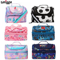 Smiggle ออสเตรเลียกระเป๋าถือปิ่นโตสองชั้นกล่องข้าวถุงเก็บความร้อนกันน้ำสำหรับเด็กนักเรียนประถมกระเป๋าอาหารไซส์ใหญ่