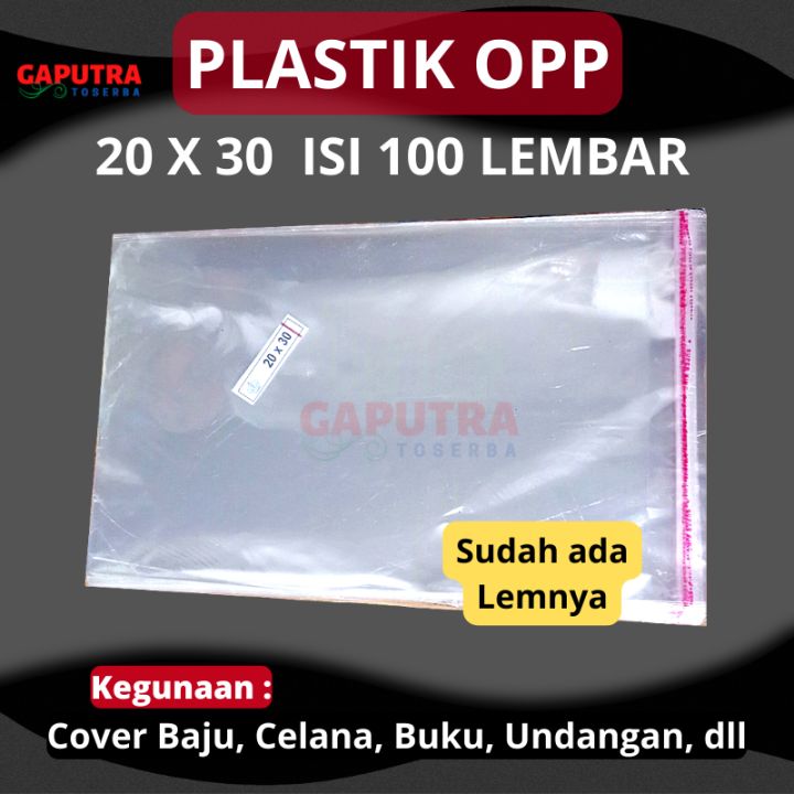 Plastik Opp Ukuran 20x30 Seal Sudah Ada Lemnya Bening Transparan 1 Pack Isi 100 Lembar Plastic