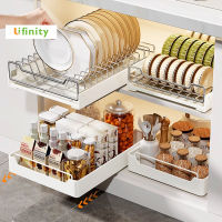 ?สินค้าใหม่?Lifinity ชั้นวางจาน ชั้นวางจานแบบลิ้นชักพร้อมรางเลื่อน ตู้เก็บเครื่องปรุงบิวท์อิน  ชั้นวางของในบ้าน