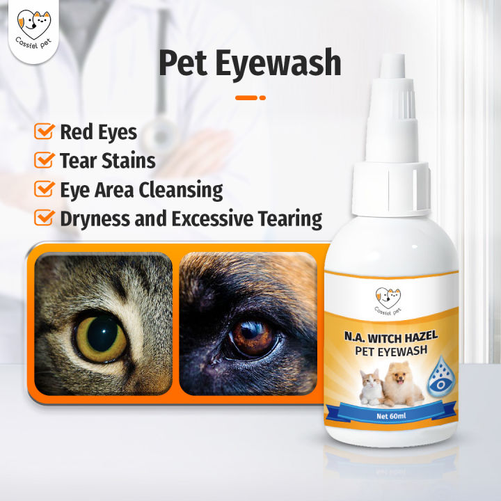 Cassiel Pet Cat Dog Eye Drops 60ml Dog Eye Drops Cat Eye Wash Cleans Up