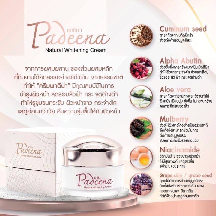 padeena-ครีมบำรุงผิวหน้า-แถมฟรีสบู่ล้างหน้า-พาดีน่า-ลดสิว-ฝ้า-กระ-จุดด่างดำรอยเหี่ยวย่น-กระปุกเดียวเห็นผล