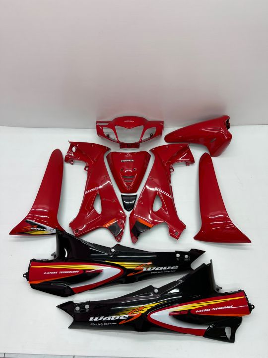 ชุดสีเวฟ-125r-กุญแจกลม-สีแดงดำ-จำนวน10ชิ้นพร้อมติดสติ๊กเกอร์