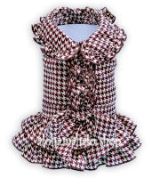 ชุดเดรส น้องหมา แมว สัตว์เลี้ยง BROWN PLAID Dog Clothes Pet Dress Cat Costume ใส่ประกวด สวย ฟาด