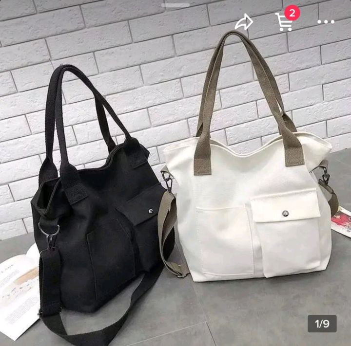 2 WAYS CANVAS TOTE BAG | Lazada PH