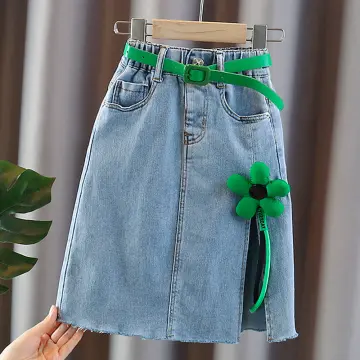 Chân váy jeans tuy nút giữa dễ thương cho bé gái QGB16977  Bé Xinh Shop