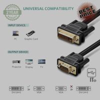 Cable Display DVI 24+5 TO VGA (1.5M) UGREEN 11617 สายสัญญาณ ประกัน 2Y สายเชื่อมต่อ สาย dvi to vga สายจอคอมพิวเตอร์