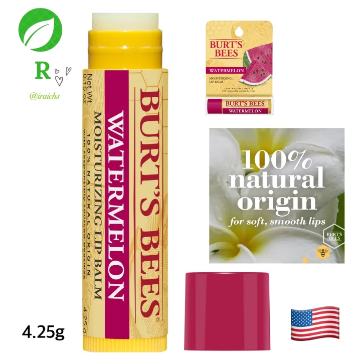 Burt's Bees 100 Natural Origin Moisturizing Lip Balm, Watermelon 1 Tube 🇺🇸 Lazada PH