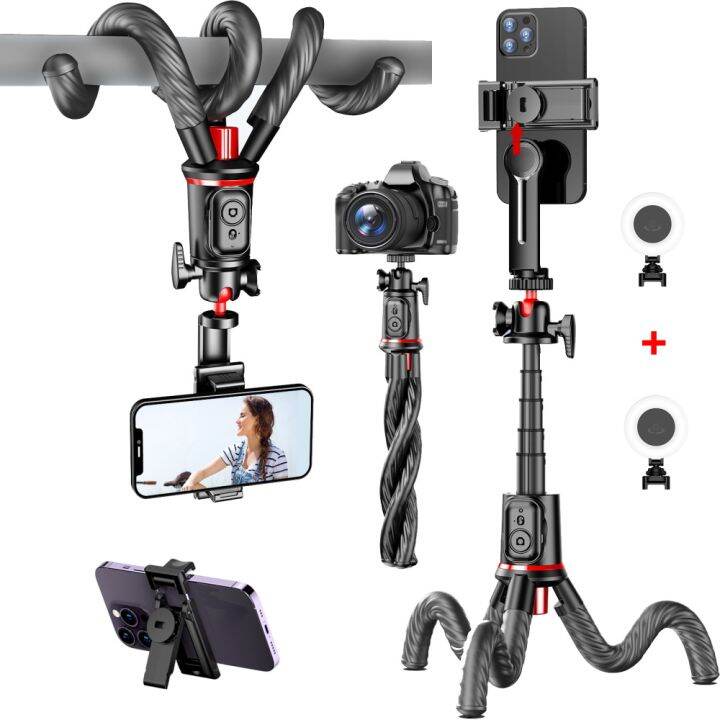 Wireless Selfie Stick Tripod with Remote Portable Removable Fill Light Extendable Rod Phone