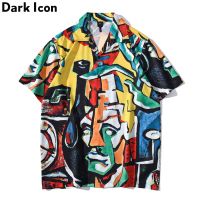 เสื้อเชิ้ตพิมพ์ลาย อก 45   Dark Icon เสื้อเชิ้ตแขนสั้นแฟชั่น