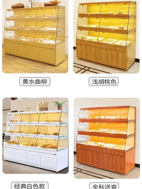 Solid Wood Bread Display Glass Commercial Cake Model