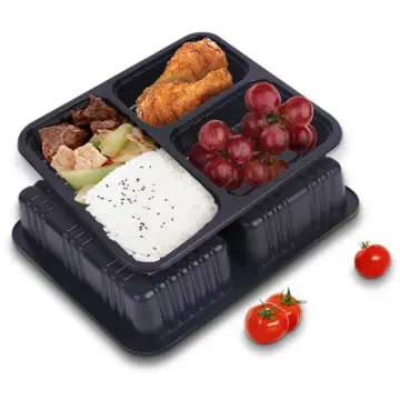 Disposable 4 Compartment Plastic Take Away Bento Lunch Box Food