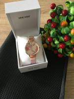 นาฬิกา Nine West Womens Floral Dial Strap Watch หน้าปัด 38 มม สีโรสโกลด์ สายชมพู กล่องแบรนด์คะ