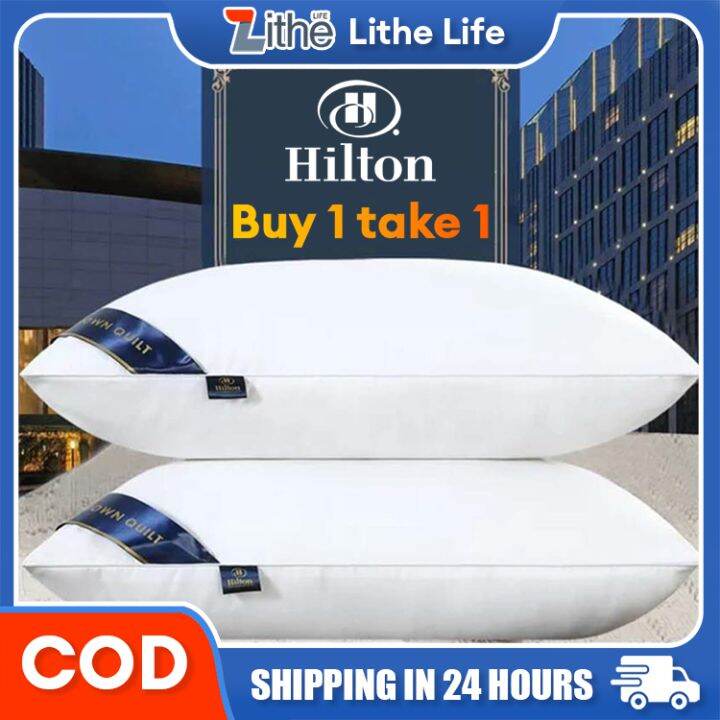 【Buy 1 take 1】Hilton Pillow 1KG/1000g Black/White/Blue/Green/Yellow