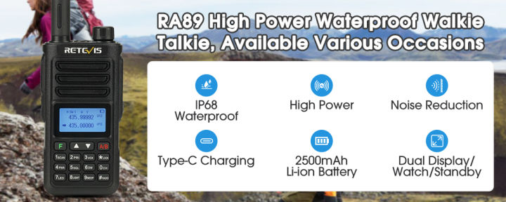 Retevis RA89 Walkie Talkie IP68 Waterproof High Power Two Way Radio for  Rescue Lazada PH