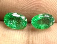 Emerald pair 0.87cts 6x4mm oval shape 100% natural gemstone