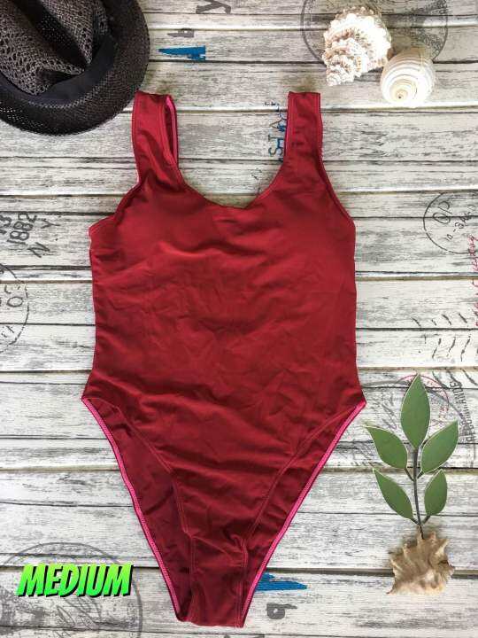BURGUNDY(actual color) MEDIUMPADDED ONE PIECE SWIMSUIT•BODYSUIT
