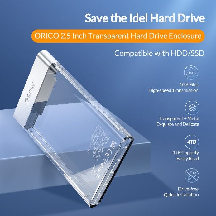 ORICO USB C 3.1 to SATA 6Gbps 2.5 Hard Drive Enclosure