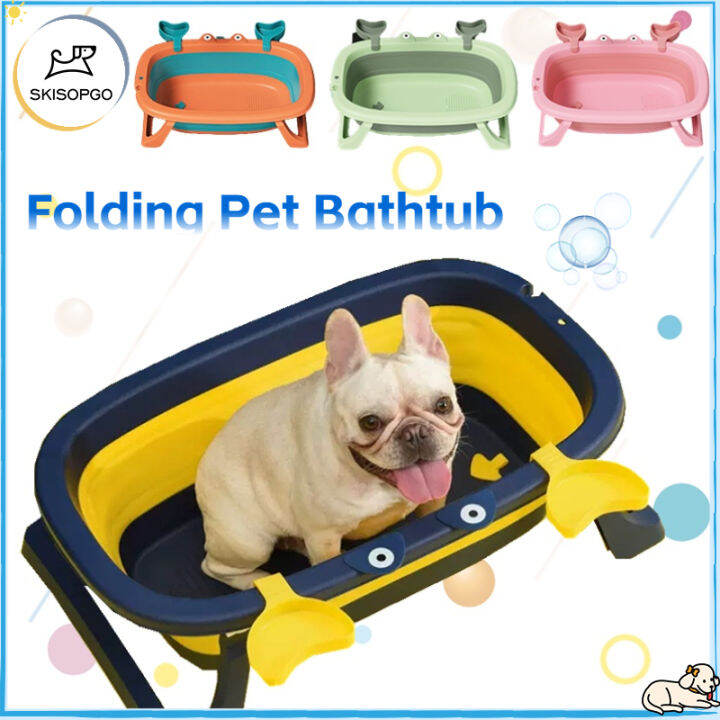 SKISOPGO Collapsible Pet Bathtub Dog Cat Washing Tub Portable Non Slip