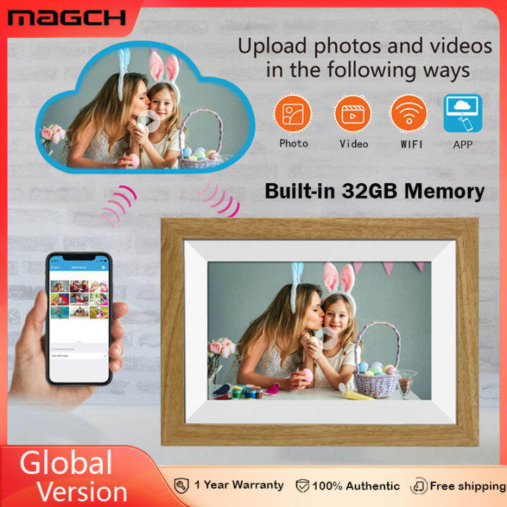 10.1\" WiFi Digital Picture Frame – IPS Touch Screen, 32GB Storage, Auto-Rotate, App Sharing