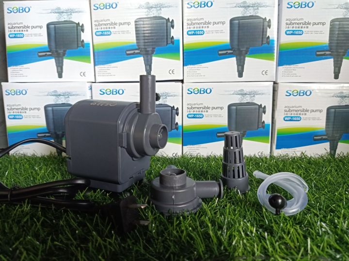 sobo-wp-1650-1500l-h-ฟรี-ท่อสวมปากปั๊ม-ขนาด4หุน-ปั๊มสำหรับทำระบบกรองตู้ปลา-บ่อปลา-ทำน้ำพุ