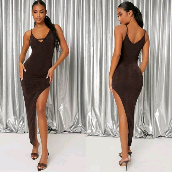 Hq Party Cami Thigh Hi Slit Maxi Dress Lazada Ph