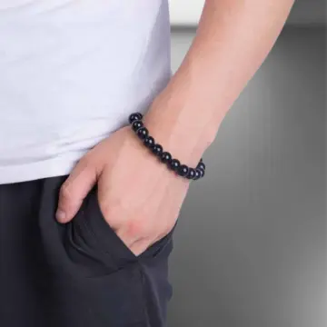 Mens black online pearl bracelet