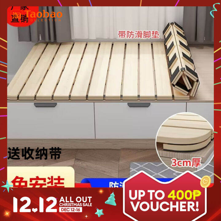 Tatami Floor Bed Frame Foldable 1.2 M Single Pine Hard Bed Board Keel ...