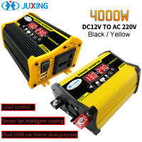 JUXING 4000W Power Inverter Converter พร้อมจอแสดงผลดิจิตอลคู่ DC 12V ถึง AC 220V คู่ USB Modified ไซน์เวฟสำหรับรถยนต์บ้านกลางแจ้ง