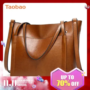 Hot sale] Genuine leather texture autumn/winter handbag female Korean  version 2020 new fashion lady bag atmospheric soft leather messenger big bag