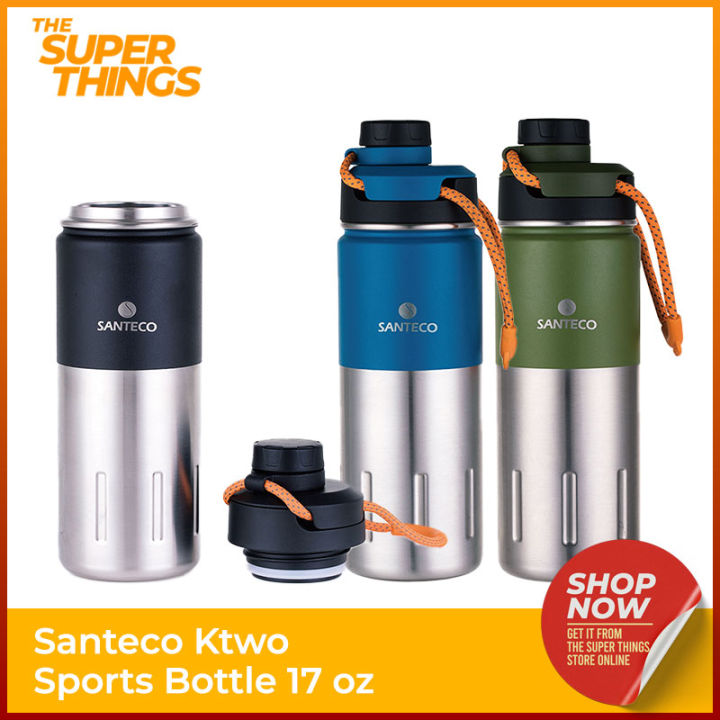 SANTECO Ktwo Sports Bottle, 17 oz, Stainless Steel, Vacuum Insulated